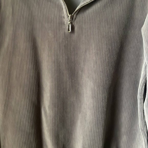Vintage Liz Claiborne gray velour zip up ribbed sweater! - Picture 2 of 6